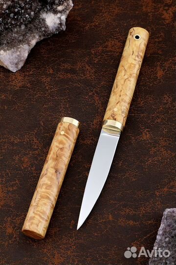Нож Дамский Elmax карельская береза янтарная дерев