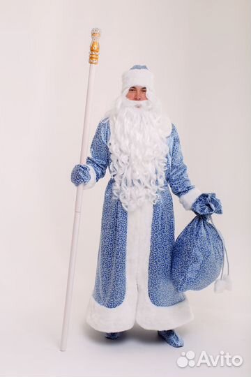 Комплект Деда Мороза и Снегурочки белый с голубым