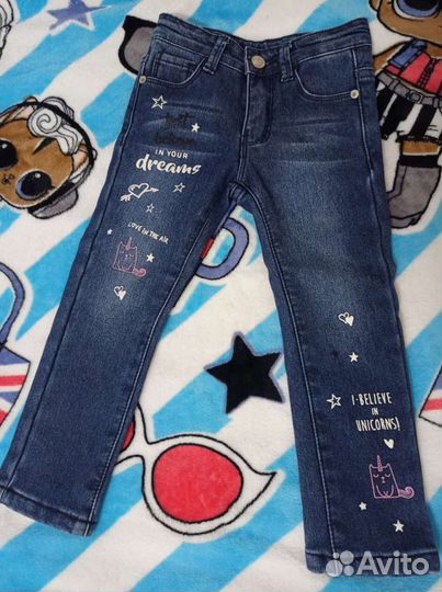 Джинсы для девочки,детские джинсы,синие джинсы