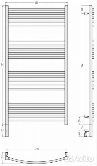 Сунержа Аркус 3.0 1200х600 мэм левый Белый