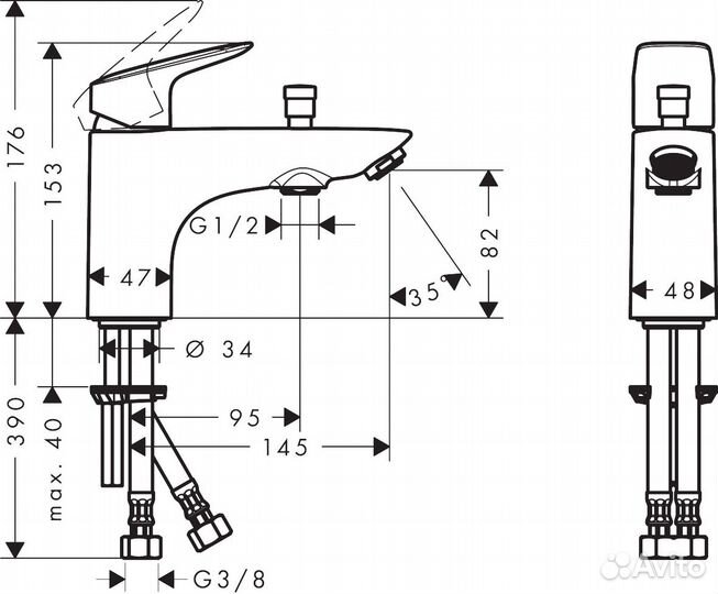 Смеситель для ванны Hansgrohe Logis 71312000