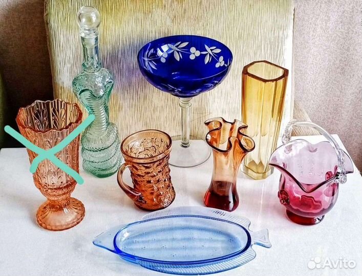 Вазы из цветного стекла СССР 1950-70 гг