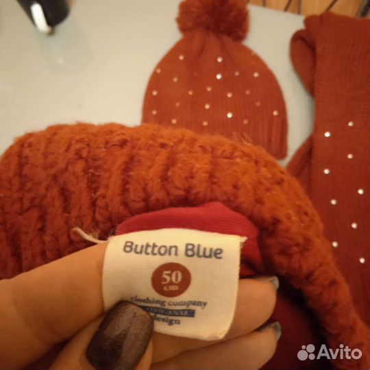 Комплект Button blue шапки, варежки, шарф