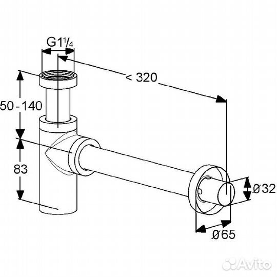 Kludi 1002039-00 Сифон для раковины