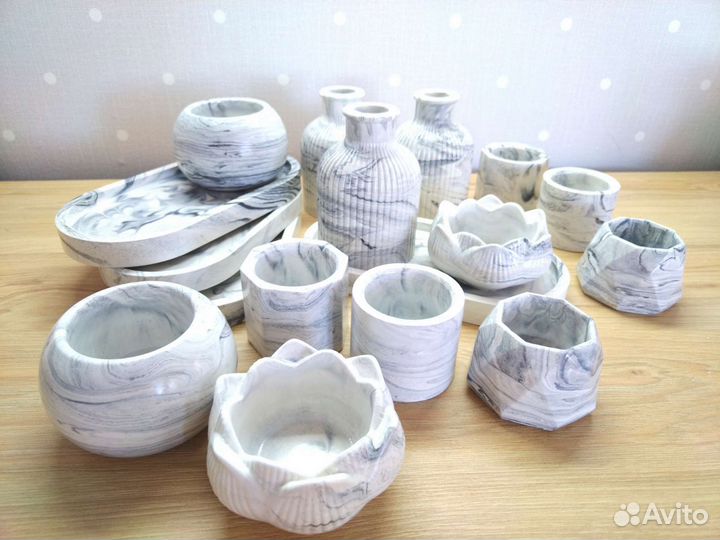 Гипсовые подсвечники и кашпо