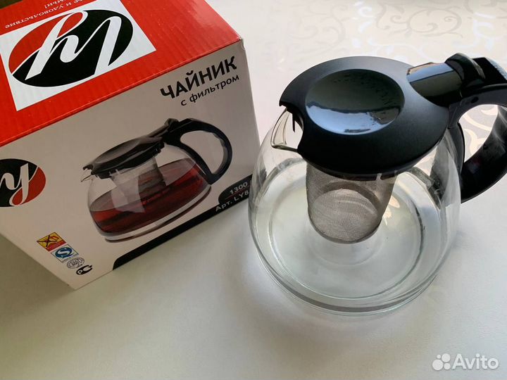 Заварочный чайник 1300 мл стекло LY8130