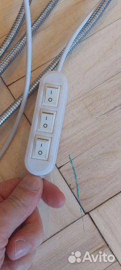 Фито лампа тройная на гибкой ножке на прищепке