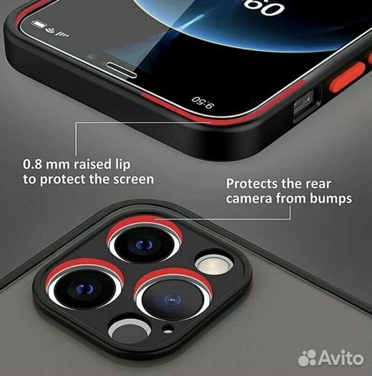 Чехол матовый прозрачный с Magsafe (Черный)