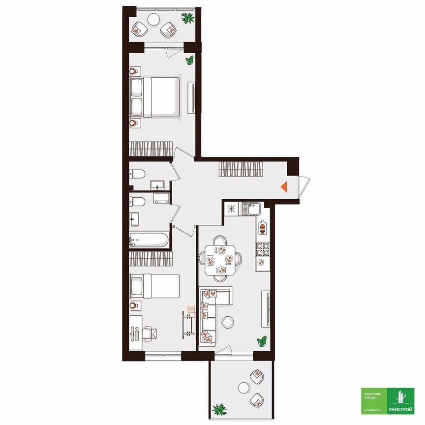 2-к. квартира, 64 м², 1/5 эт.