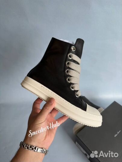 Rick Owens Black Jumbo Lace High-Top