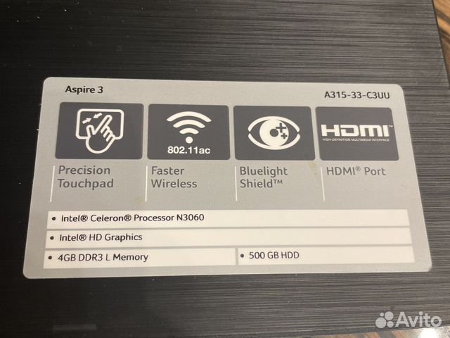 Ноутбук acer A315-33-C3UU