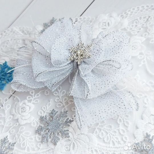 Бант-заколка новогодний ручная работа