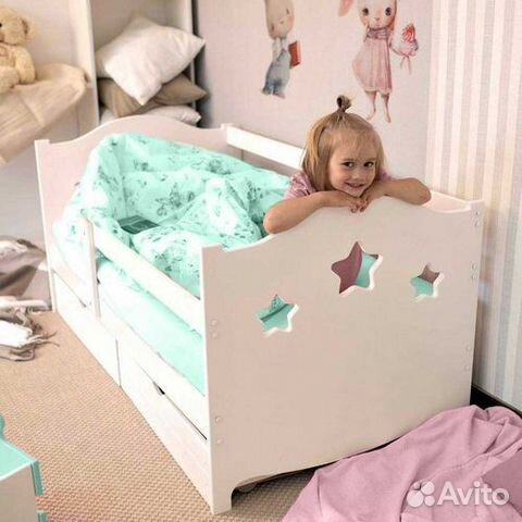 Кроватка берёза с бортиком сингл детская