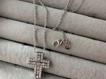 Серебряная подвеска крест с фианитами санлайт