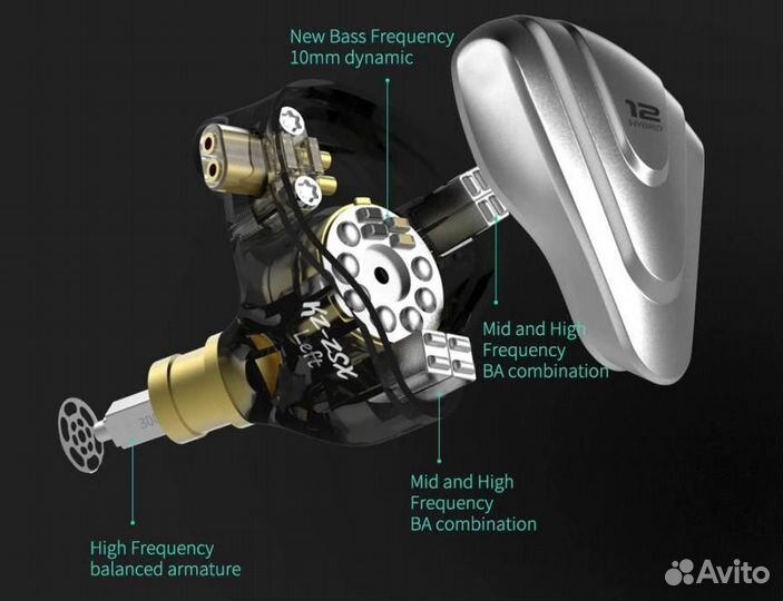 KZ ZSX Terminator 1DD+5BA,Hi-Fi,111Дб,6 драйв,нов
