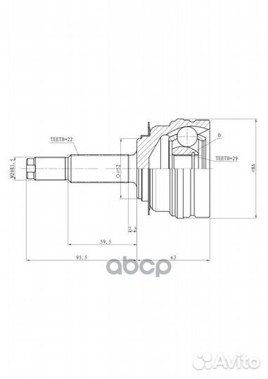 Шрус наружный GIK04050 daewoo Lanos (22/29 шл)