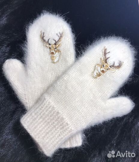 Варежки из пуха норки