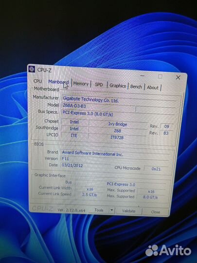 Материнская плата 1155 с процессором и памятью