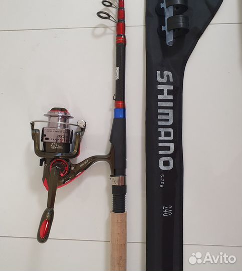 Спиннинг Шимано телескоп с катушкой и подсачеком