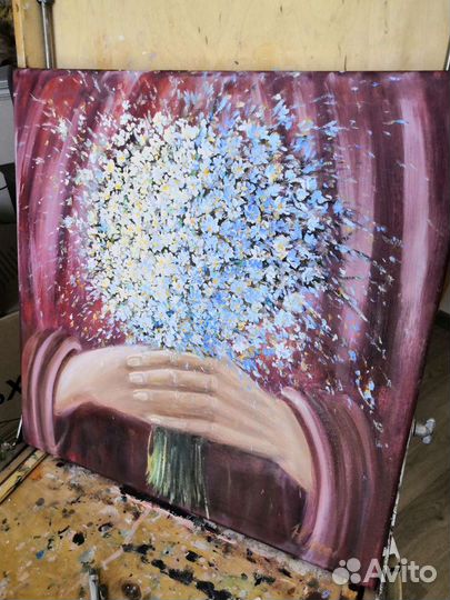 Картина маслом на холсте цветы, картина под заказ