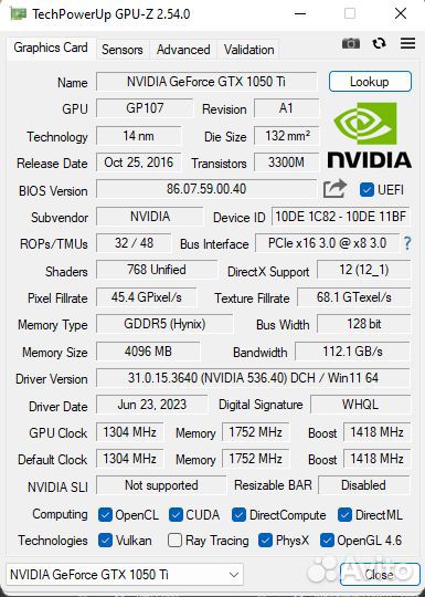 Видеокарта KFA2 GeForce GTX 1050 Ti 4gb OC