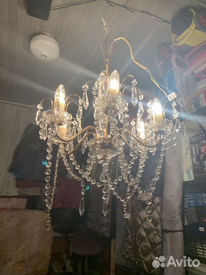 Светильник подвесной 6-рожковый из горного хрустал