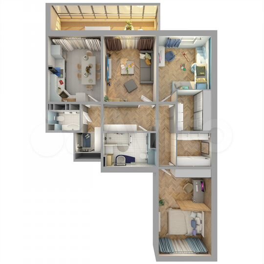 3-к. квартира, 86,3 м², 6/10 эт.