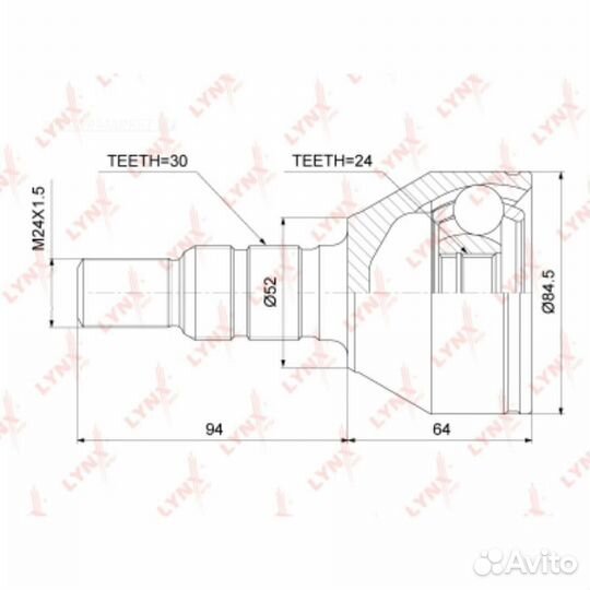 Lynxauto CO-3689 шрус внешний перед прав/лев