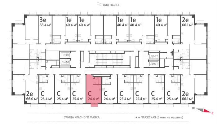 Квартира-студия, 24,4 м², 18/23 эт.