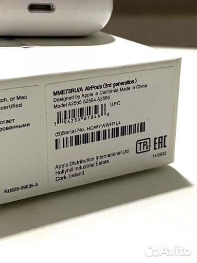 Наушники apple airpods 3rd