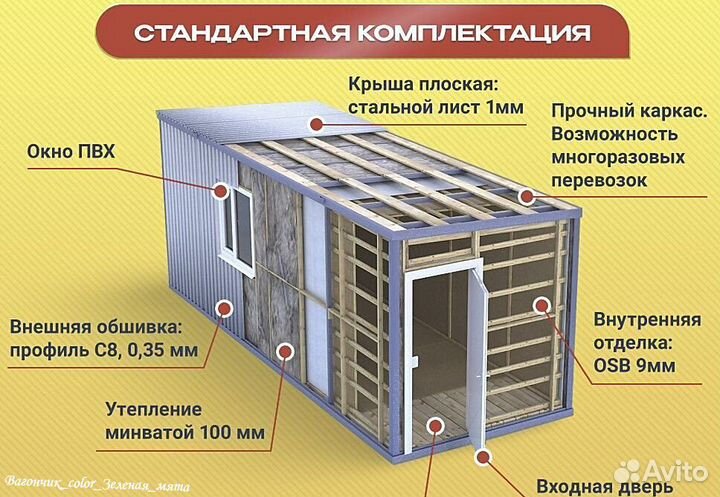 Вагончик бытовка 6 x 2.4 м