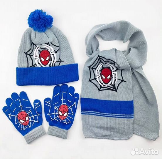 Шапка шарф варежки Человек паук