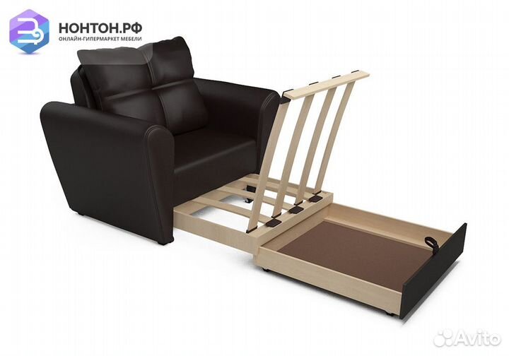 Кресло выкатное Квартет экокожа коричневая