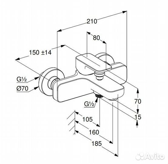 Kludi Renon чёрный для умывальника и ванны