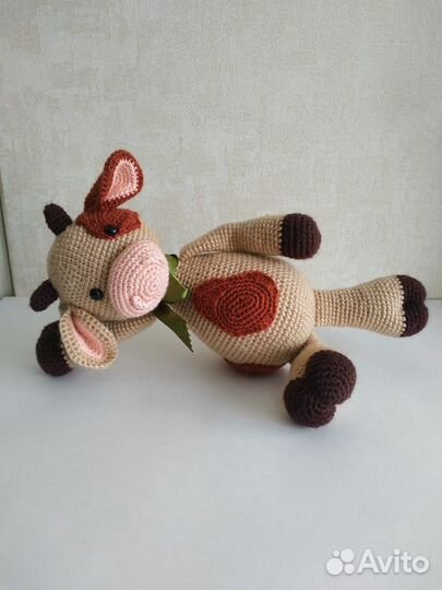 Игрушки вязаные - Коровка, Жираф,Мишка, Крокодил