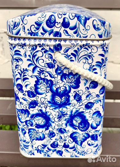 Набор Подарочная Упаковка Жестяной Ларец «Гжель»