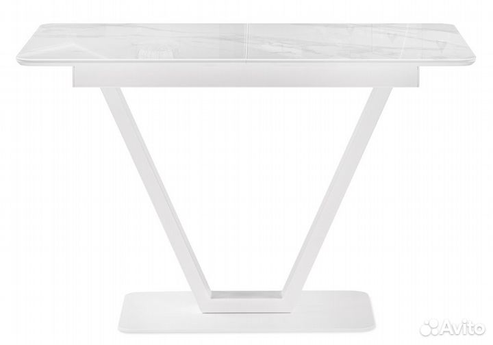 Стол стеклянный Бугун 120х80х77 белый мрамор / белый