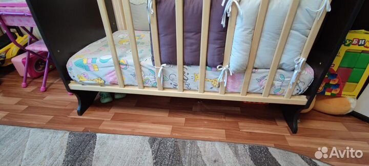 Детская кровать+матрас+бортики