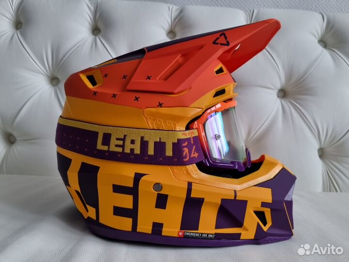 Мото Шлем Leatt 7.5 c oчкaми Индиго