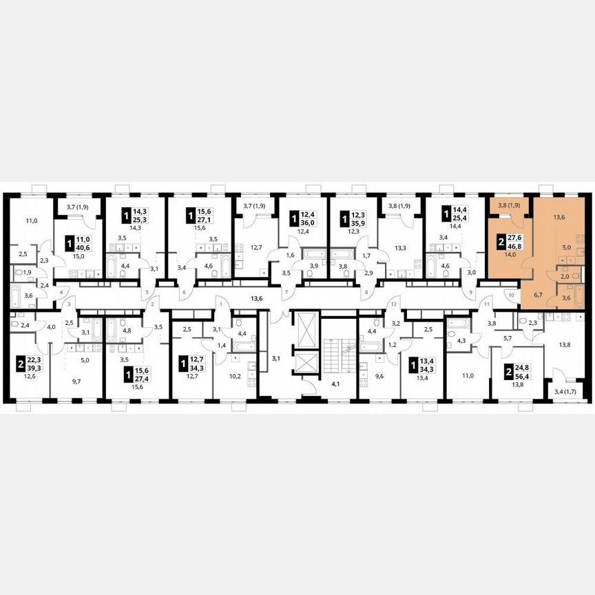 1-к. квартира, 46,8 м², 16/16 эт.