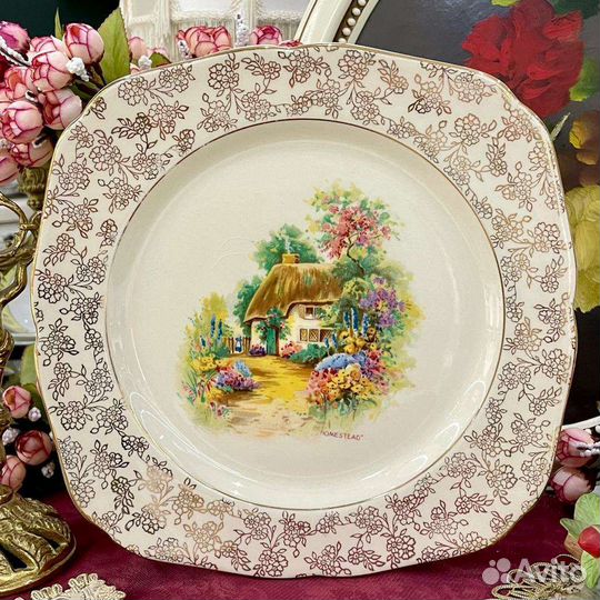 Антиквариат блюдо H&K герб (лев и единорог)