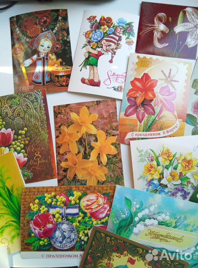 Открытки СССР к 8 марта пакетом 25 штук