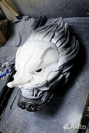 Японские маски демонов театральные ручная работа