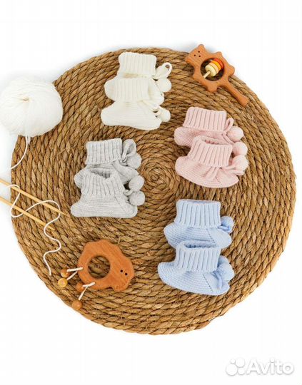Пинетки вязаные 0-3 мес новые