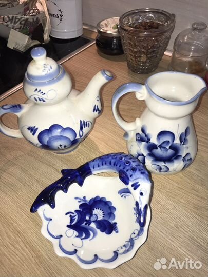 Гжель Чайник Молочник Икорница