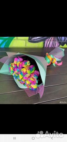 Радужные розы натуральные