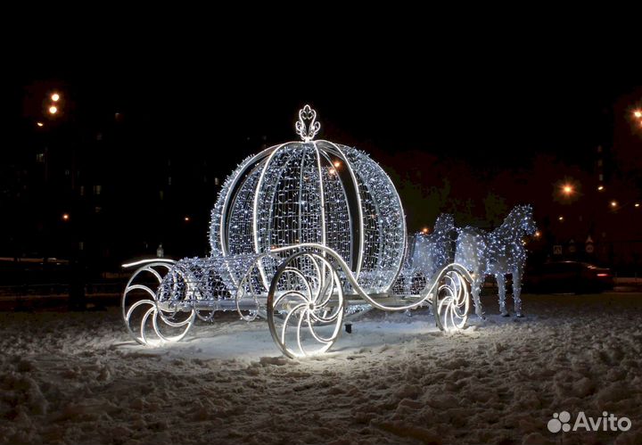 Светодиодные фигуры кареты и лошадей