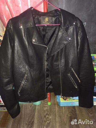 Куртка кожаная женская 46 48 черная