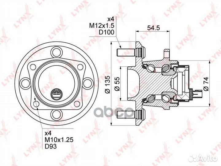 Ступица колеса зад прав/лев WH1019 lynxauto