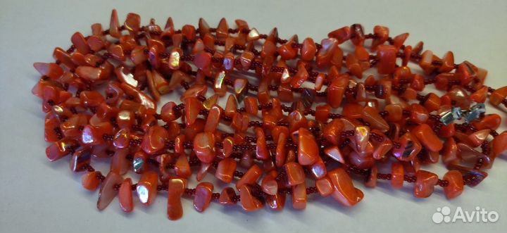 Бусы трёхрядные. натуральный камень+бисер